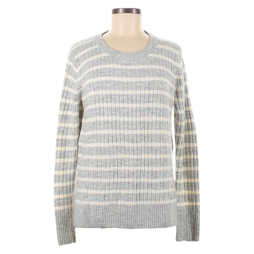 Old Navy Stripe Silver Metallic Gray Cozy Ribbed Knit Sweater Size XL NWT